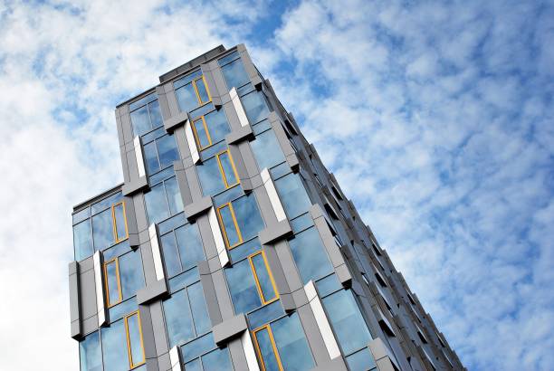 istock Modern office building with facade of glass. 684626404