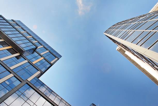 istock Modern office building with facade of glass. 684630756