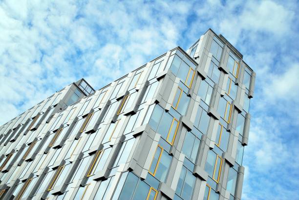 istock Modern office building with facade of glass. 684637450