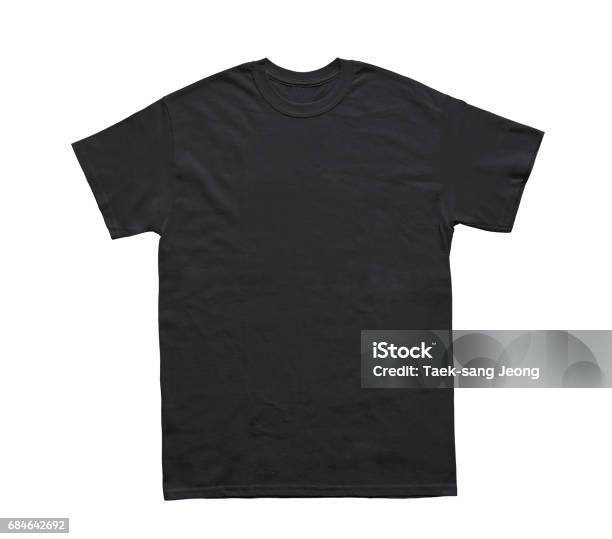 Blank T Shirt Color Black Template Stock Photo - Download Image Now - Black Color, T-Shirt, Template