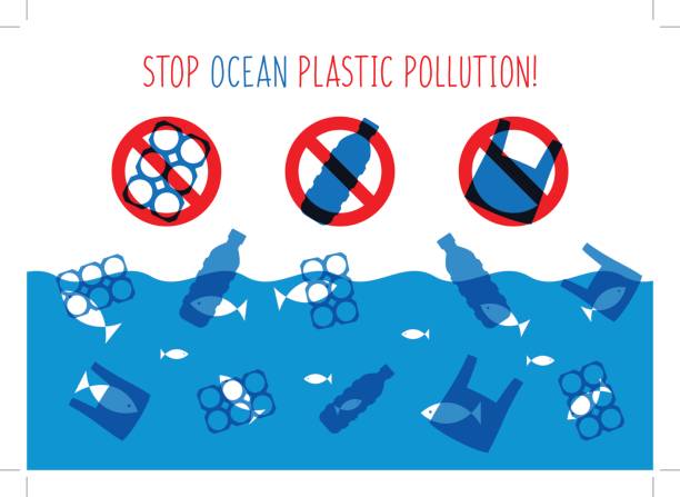 ilustraciones, imágenes clip art, dibujos animados e iconos de stock de ilustración de vector de contaminación plástica al mar de parada - animal planet sea life