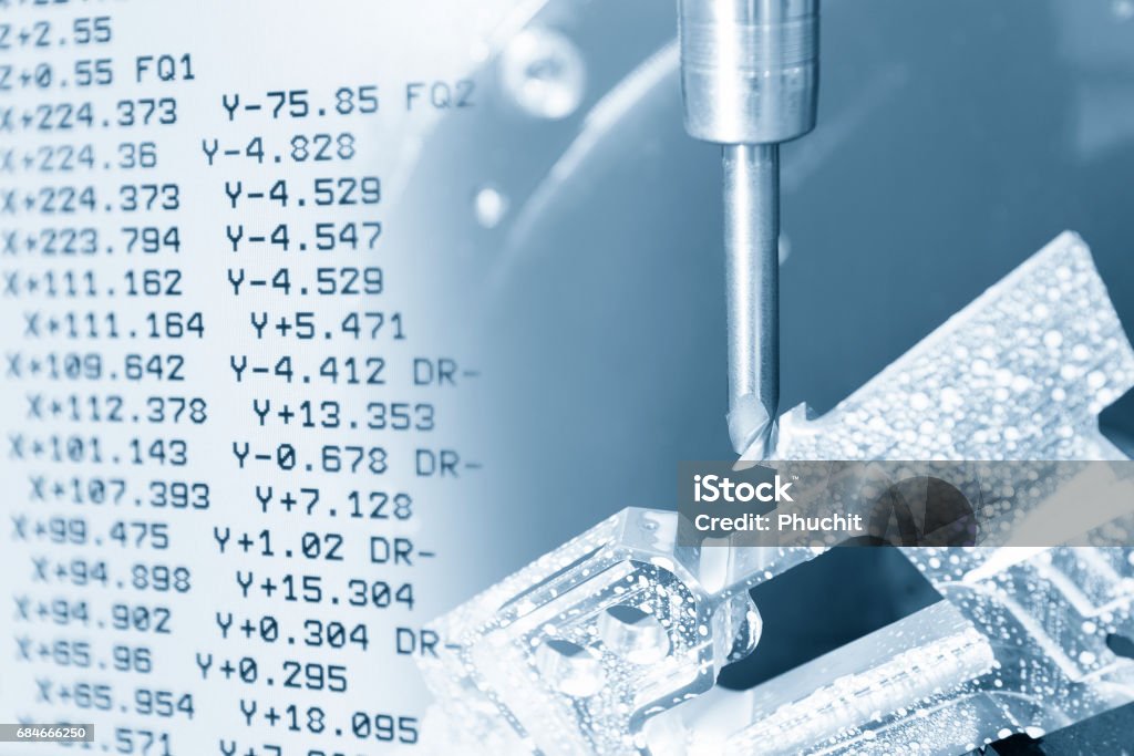 The 5 axis CNC machine and the NC  display. The 5 axis CNC machine and the NC  display.The 5 axis CNC machining concept. Accuracy Stock Photo