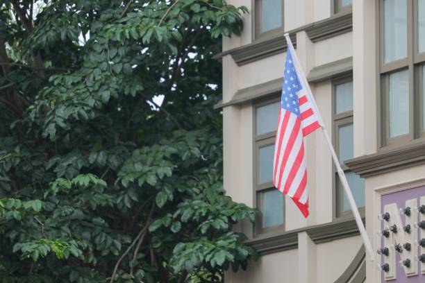 American flag on building