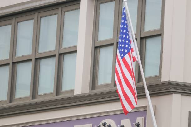 istock American flag on building 684698504