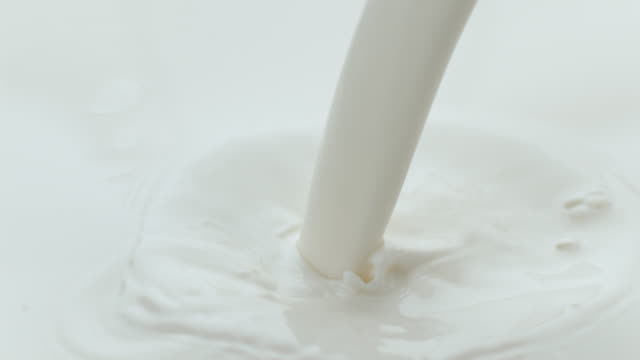Milk pouring and splashing in slow motion