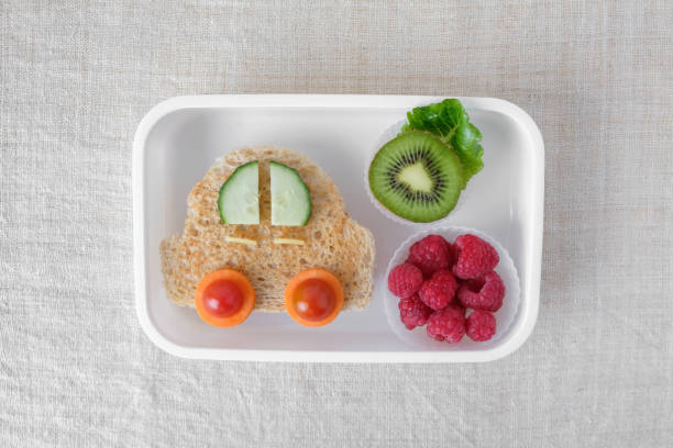 istock Car lunch box, fun food art for kids 684723250