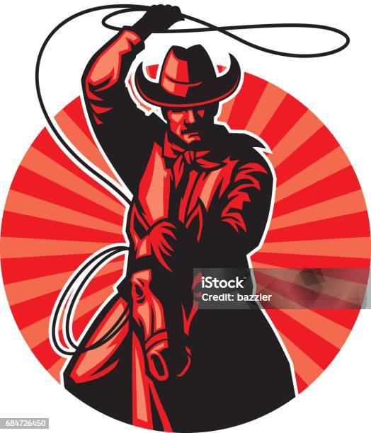 Cowboy With Lasso Stock Illustration - Download Image Now - Cowboy, Vector, Lasso