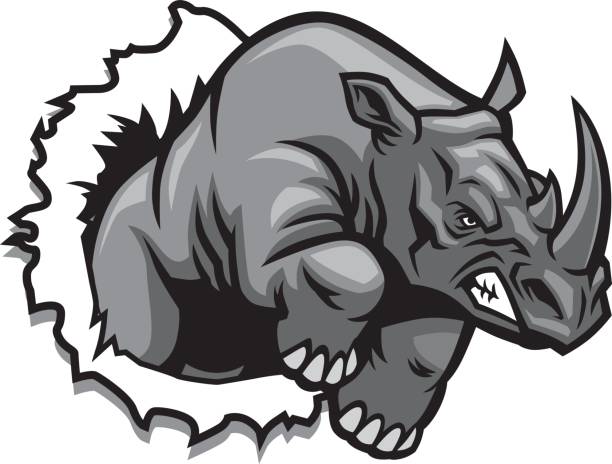 rhino rippen - nashorn stock-grafiken, -clipart, -cartoons und -symbole