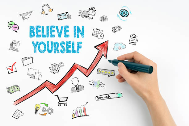 istock Believe In Yourself Concept. Hand with marker writing 684738124
