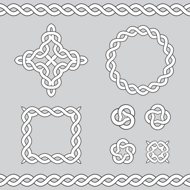 illustrations, cliparts, dessins animés et icônes de celtic décoratif éléments de design. - celtic culture frame circle tied knot