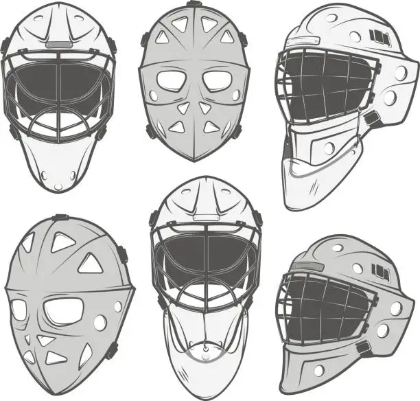 Vector illustration of Set of vintage ice hockey elements for emblems