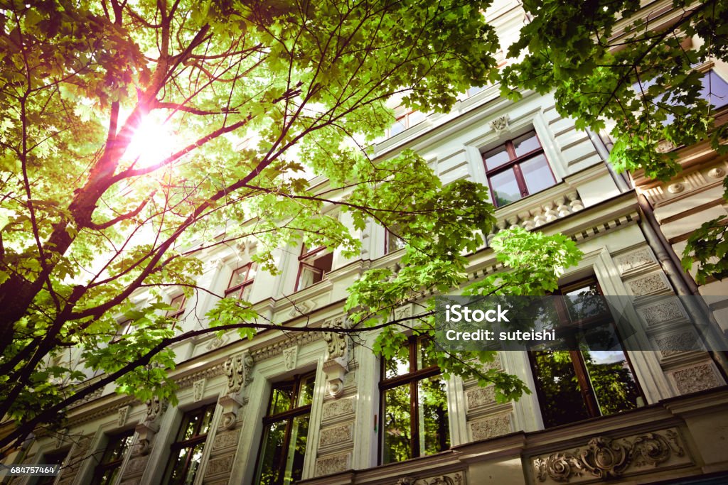 Guten Morgen Berlin, Mietshäuser in Berlin, Prenzlauer Berg - Lizenzfrei Außenaufnahme von Gebäuden Stock-Foto