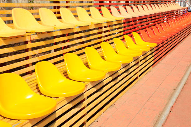 the stadium chairs - liverpool stadium built structure building exterior imagens e fotografias de stock