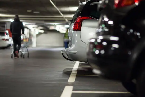 Underground parking/garage (shallow DOF; color toned image)