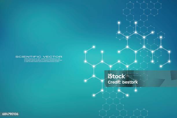 Ilustración de Molécula De Estructura Hexagonal Adn Del Sistema De Las Neuronas Compuestos Químicos Y Genéticos Antecedentes Médicos O Científicos Para Cartel O Flyer Ilustración De Vectores y más Vectores Libres de Derechos de Molécula