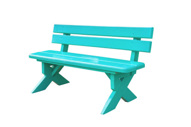 istock cyan wood bench isolated on white background with clipping path. 684793124