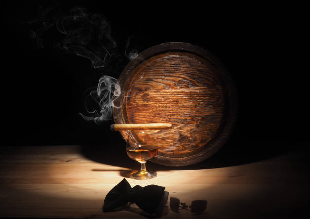 Top half of a black tea glass