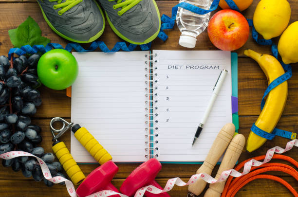istock Fruit and supplies exercise for healthcare and word 