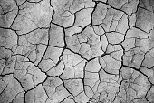 Black And White Full Frame Photo Of Cracked Earth