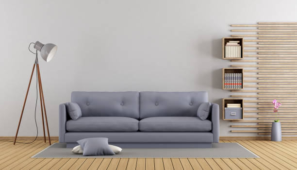 istock Minimalist lilac living room 684803608