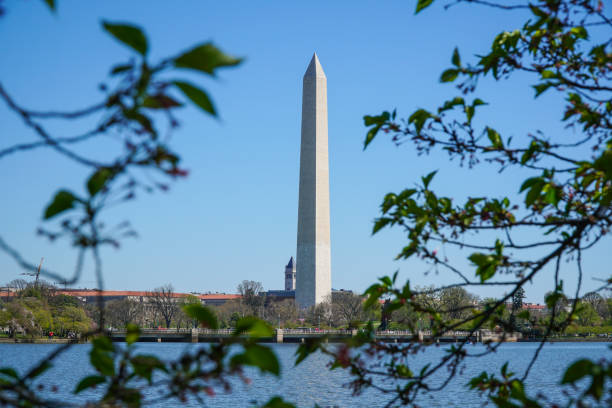 Washington Memorial - view from the Tidal Basin - WASHINGTON DC - COLUMBIA - APRIL 7, 2017