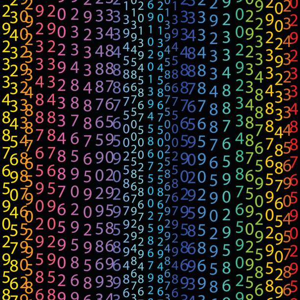 Matrix concept rainbow and black green background with digits on Matrix concept rainbow and black green background with digits on screen. Algorithm binary, data code, decryption and encoding, colorful rainbow row matrix, vector illustration rainbow crab stock illustrations