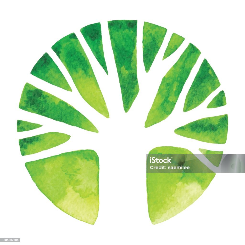 Watercolor Tree Logo Watercolor tree in circle Tree stock vector
