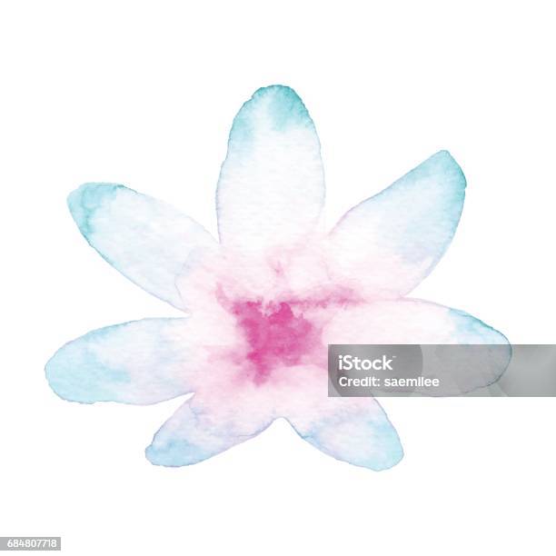 Watercolor Blue And Pink Flower Stock Illustration - Download Image Now - Lotus Water Lily, Flower, Drawing - Art Product