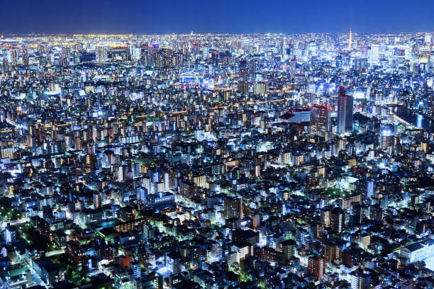 Tokyo cityscape at night in Japan