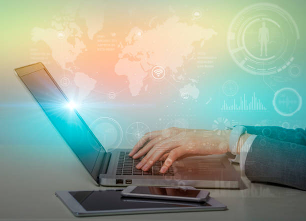 istock laptop PC and information technology concept, futuristic GUI(Graphical User Interface), IoT(Internet of Things), technological abstract 684817386