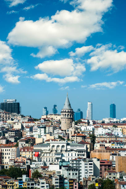 istock Skyline with Galata Tower on a cloudy in Istanbul, Turkey 684827022