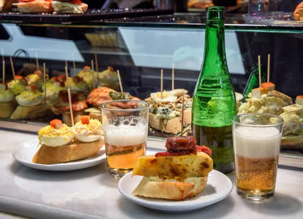 Spanish finger food, called “pinchos” are usually enjoyed with a drink before meals.