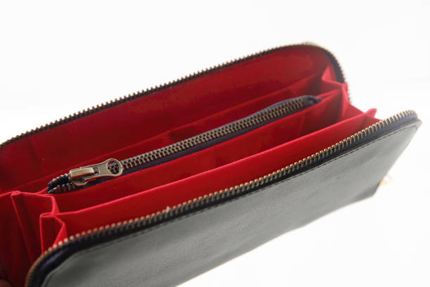 istock Woman black red purse isolated in white background 684833410