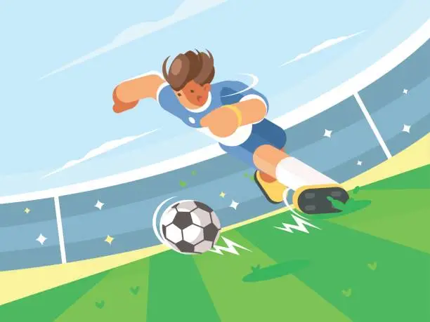 Vector illustration of Soccer player running with ball