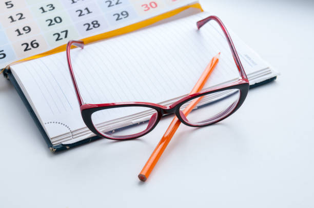 istock Business still-life, recording ideas, glasses, calendar and notes 684841984