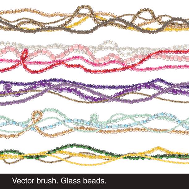 векторная кисть. стеклянные бусы. ожерелье - glass jewelry necklace bead stock illustrations