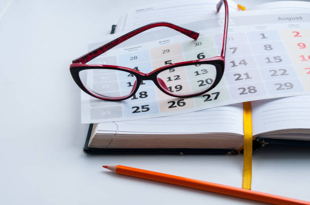 istock Business still-life, recording ideas, glasses, calendar and notes 684867726