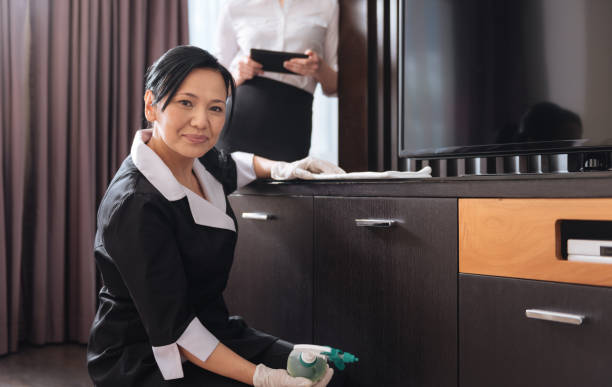 istock Pleasant Asian woman working in a hotel 684870068