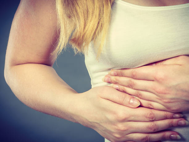 istock Woman suffering from sharp chest pain 684876286