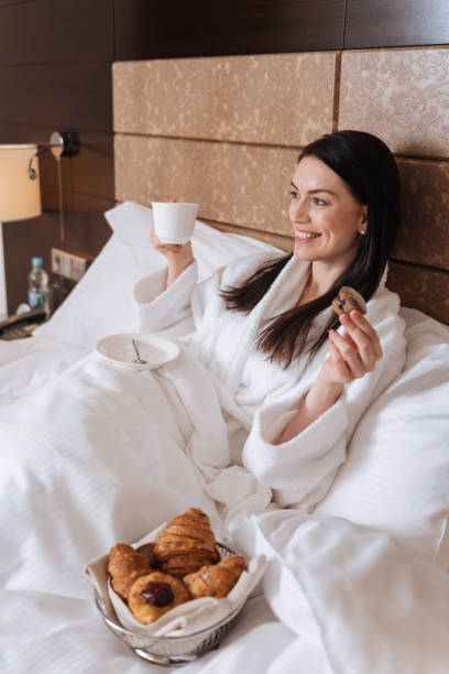 istock Happy delighted woman having a wonderful morning 684877194