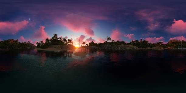 istock Panorama of a palms beach island 684892738