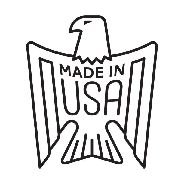 ilustrações de stock, clip art, desenhos animados e ícones de made in usa - eagle stamp - made in the usa usa computer icon symbol