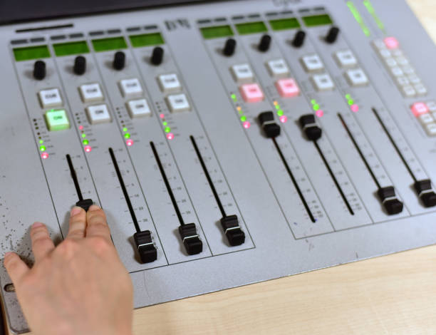 istock Professional audio mixing console radio / TV broadcasting 684921694