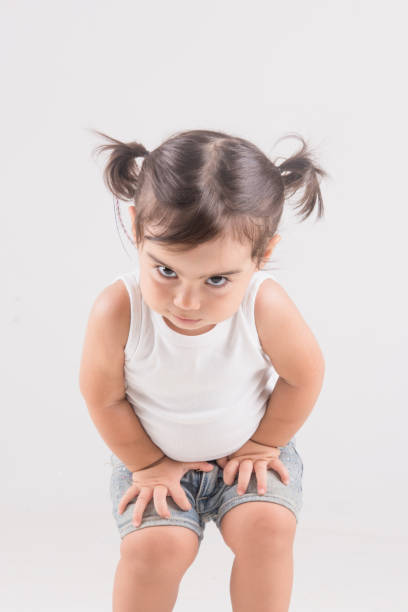 istock Angry and upset little girl kneeling down with anger 684925638