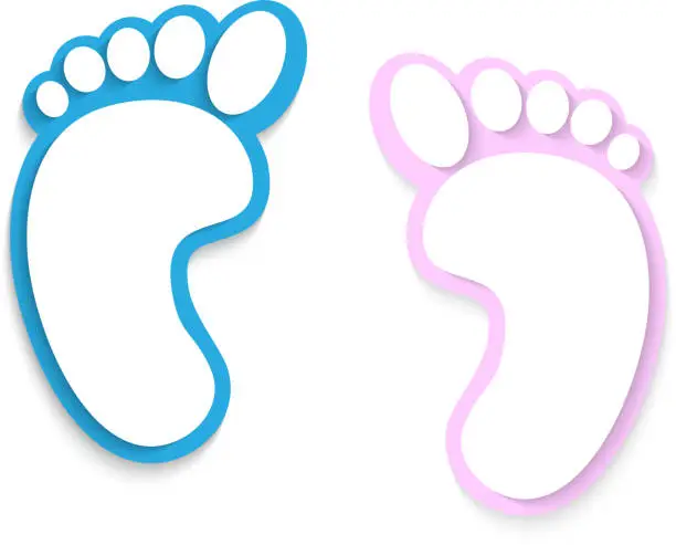 Vector illustration of Feet, prints foots on a white background