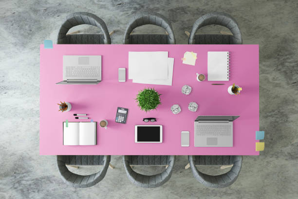 istock Business desk teamwork knolling 684928742