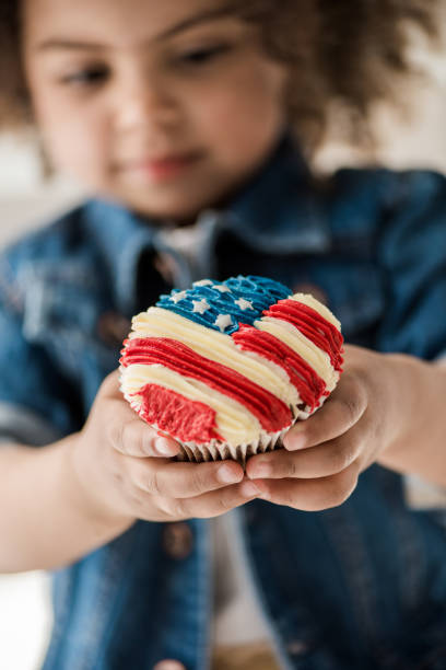 girl with american flag muffin