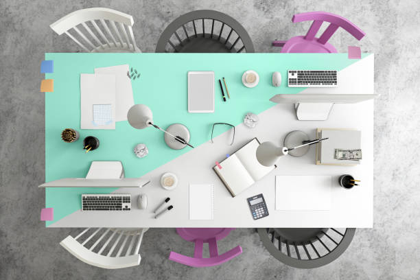 istock Business desk teamwork knolling 684932306