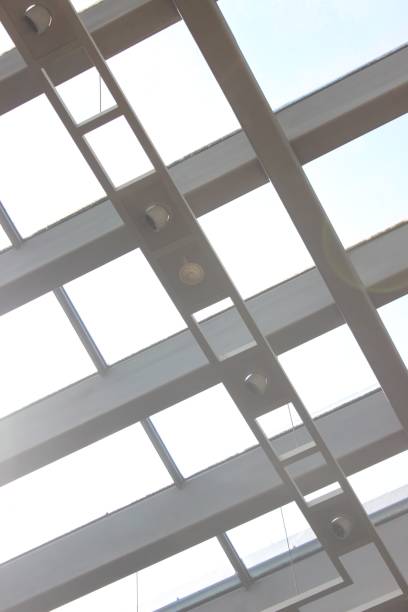 istock Metal columns of a  building ceiling 684932844