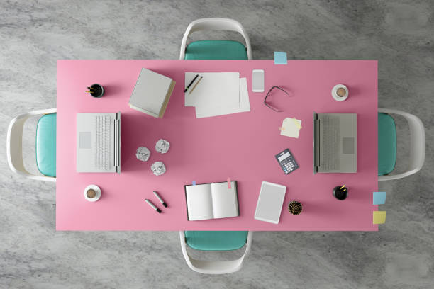 istock Business desk teamwork knolling 684935356